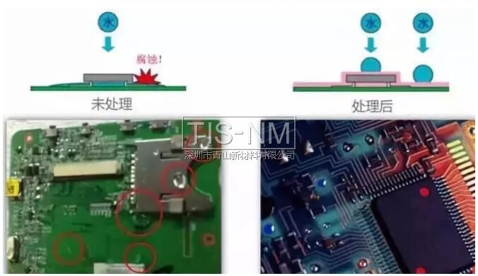 電路板表面三防處理前后對比 電路板表面三防處理前后對比